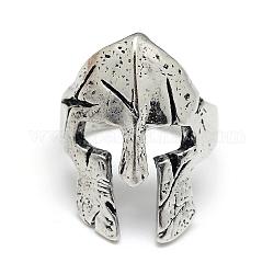 Adjustable Alloy Cuff Finger Rings, Mask, Size 9, Antique Silver, 19mm