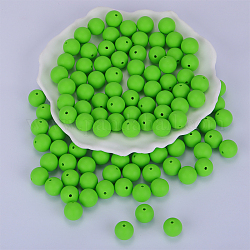 Круглые силиконовые фокусные бусины, жевательные бусины для чайников, DIY уход за ожерельем, желто-зеленые, 15 мм, отверстие : 2 мм