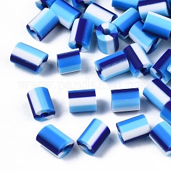 Manuell Polymer Ton Perlen, 3 Ton, Kolumne, Mitternachtsblau, 5x2.5~6.5 mm, Bohrung: 1.8 mm