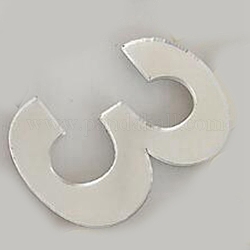Pegatinas de pared de espejo acrílico, con adhesivo en la espalda, número, plata, num. 3, 48mm