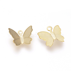 Brass Charms, for DIY Jewelry Making, Butterfly, Nickel Free, Real 18K Gold Plated, 11x13x3.5mm, Hole: 1mm