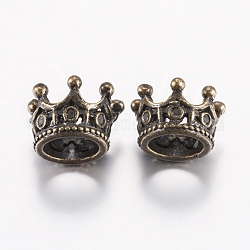 Perles en alliage de style tibétain, couronne, bronze antique, 10.5x7mm, Trou: 6mm