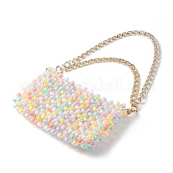Perline acriliche trasparenti in sacchetti di perline intrecciate, con tracolla in catena a doppia maglia in alluminio, colorato, 420mm
