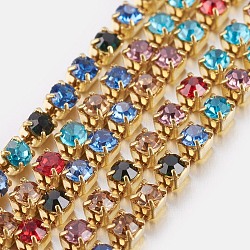 Cadenas de strass Diamante de imitación de bronce, cadena de la taza del rhinestone, 2880 Rhinestone de las PC / paquetes, Grado A, colorido, 2mm, aproximadamente 28.87 pie (8.8 m) / paquete