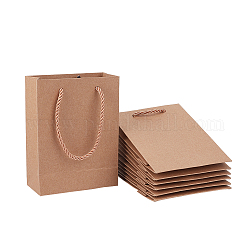 Сумки из крафт-бумаги подарочные пакеты, с ручкой из нейлонового шнура, прямоугольные, деревесиные, 12x5.8x16 см