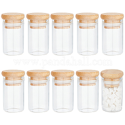 Transparente Glasflasche, mit Bambus-Schraubabdeckung, Nachfüllbare Kosmetikflasche, Kolumne, Transparent, 5.65x3.3 cm, Kapazität: 20 ml (0.68 fl. oz)