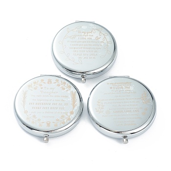 (Defective Closeout Sale: Alphabet Misprint) Stainless Steel Base Portable Makeup Compact Mirrors STAS-XCP0001-36