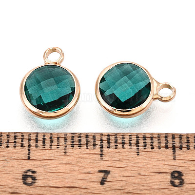 Латунь стекло подвески золотой тон&nbsp;GLAA-ZX008-24G-G-1