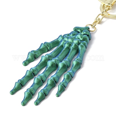 Брелок-подвеска в виде руки скелета из пластика на Хэллоуин HJEW-H063-01G-02-1