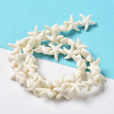 Нити из синтетических бирюзовых бусин G-A218-03-1