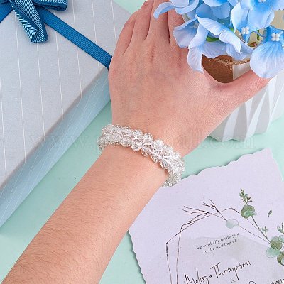 Сверкающий круглый плетеный браслет из стеклянных бусин BJEW-SW00082-01-1