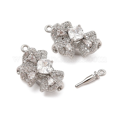 Латунные застежки из прозрачного кубического циркония с микропаве KK-C075-17P-1