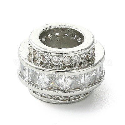 Реечное покрытие латунь микро паве прозрачный кубический цирконий европейские бусины KK-G501-05P-1