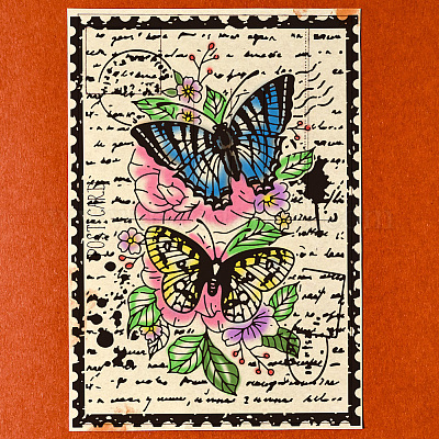 Wholesale OLYCRAFT 2Pcs 5.5x7.7 Inch Butterfly Stamp Self-Adhesive