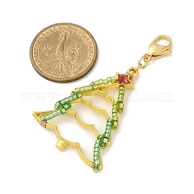 Рождественские украшения из стеклянных семян и сплавов HJEW-MZ00312-03-1