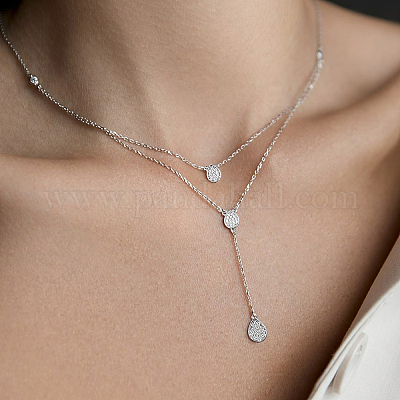 925 серебряное ожерелье с длинной подвеской в форме капли и камня ZD4495-2-1