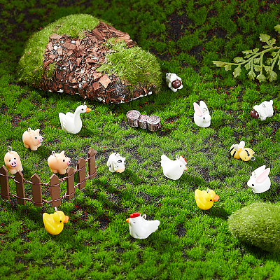 PandaHall 48pcs 8 Style Resin Charms Cute Animal Pendant Kit Mini Pig Duck Bee Cygnet Chick Rabbit Sheep Calf Findings Charm DIY Farm Theme Pendants
