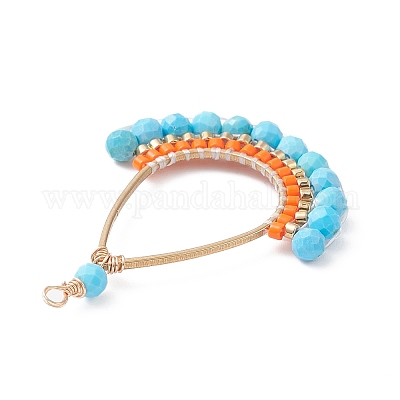 Ограненные круглые подвески из натуральных смешанных драгоценных камней PALLOY-MZ00140-1