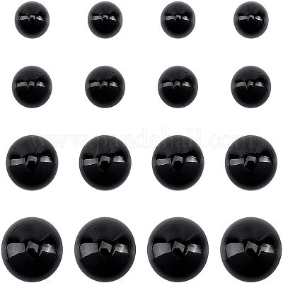 Wholesale SUPERFINDINGS 40pcs Natural Black Stone Cabochons 6mm