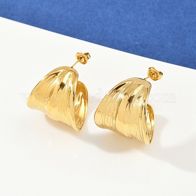 Серьги-гвоздики из нержавеющей стали 304 в форме буквы С EJEW-I319-04G-1