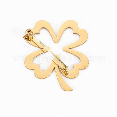 Брошь с открытым клевером JEWB-N007-011G-FF-1