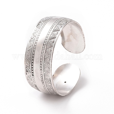 Богемный браслет в тибетском стиле из сплава с толстой открытой манжетой для женщин BJEW-E002-01AS-06-1