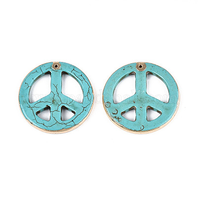 Подвески в виде знака мира из окрашенной синтетической бирюзы TURQ-T004-31A-1