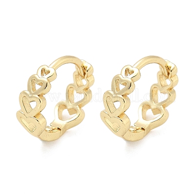 Полые латунные серьги-кольца в форме сердца EJEW-Z102-16G-1