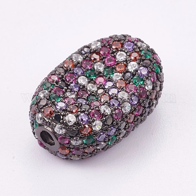 Латунные микро проложить кубического циркония бусы KK-F748-33B-1