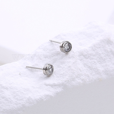 Минималистичные плоские круглые серьги-гвоздики из нержавеющей стали XU2913-1