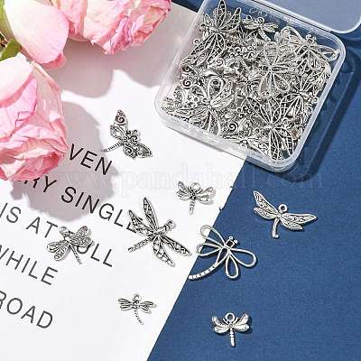 50 шт. подвески в виде стрекоз из сплава в тибетском стиле в двух стилях TIBEP-FS0001-43-1