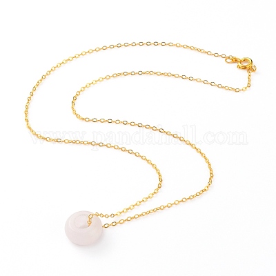 Колье Rondelle с натуральным розовым кварцем NJEW-JN03237-02-1