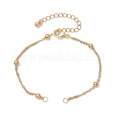 2 шт. 2 цвета 304 нержавеющая сталь сингапурские цепочки браслеты изготовление AJEW-JB01307-1