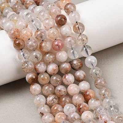 Нити бусин из рутилированного кварца из натурального черного золота G-P596-8mm-02-1