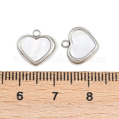 Сердечные подвески из натуральных белых ракушек STAS-Z166-04P-1