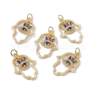 Латунные разноцветные подвески из кубического циркония KK-E068-VA188-2-1