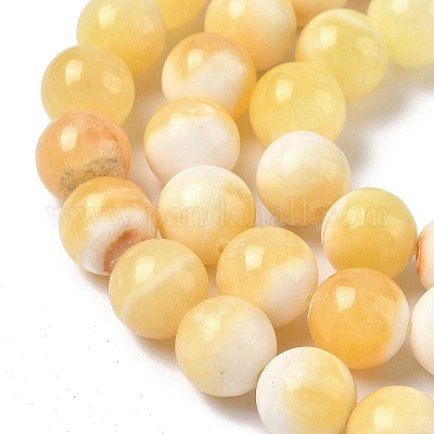 Естественный желтый нефрит бисер нитей&nbsp;G-F818-A03-14mm-1