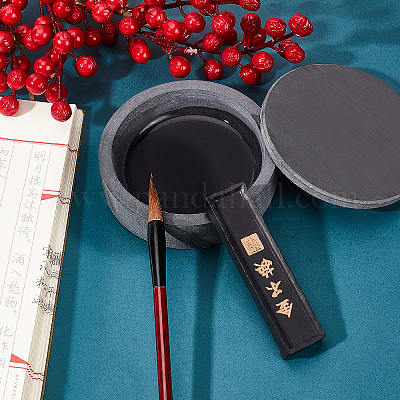 2 шт. 2-х каменный чернильный камень для каллиграфии и прямоугольный чернильница AJEW-PH0003-52-1