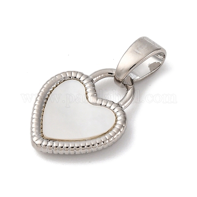 Подвески в форме сердца из натуральной белой ракушки из латуни KK-P308-04P-1