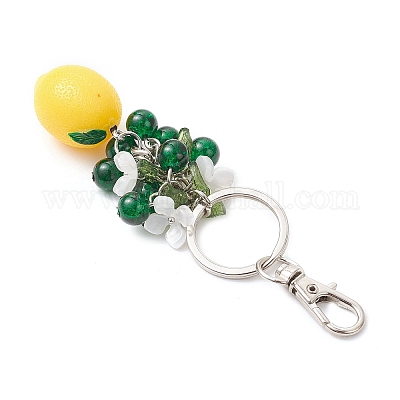 Брелки из непрозрачной смолы и окрашенного распылением стекла с эффектом кракле KEYC-JKC01343-02-1