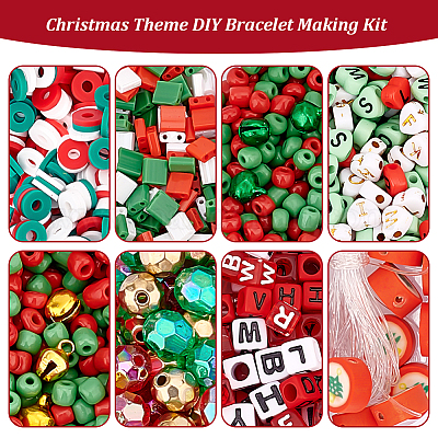 Около 1510 шт. набор для самостоятельного изготовления браслета на рождественскую тематику DIY-PH0022-59-1