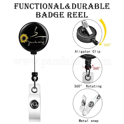 5pcs 5 Style ABS Plastic Retractable Badge Reel, Card Holders, with Platinum Snap Buttons, ID Badge Holder Retractable for Nurses