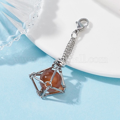 Латунный мешочек макраме пустой держатель для камня кулон украшение HJEW-JM01269-02-1