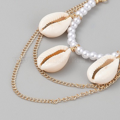 Браслеты с подвесками из натуральных ракушек BJEW-WH20002-07G-1