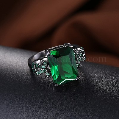 Модные латунные кольца из стекла&nbsp;RJEW-BB21001-A-6-1