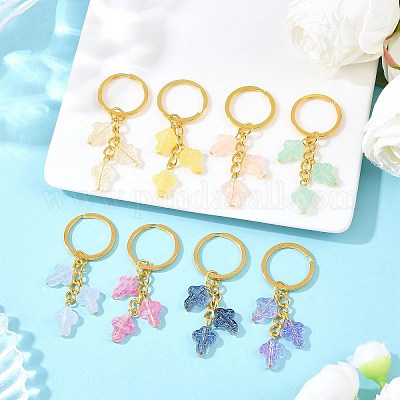 8 шт. прозрачные стеклянные брелки с аэрозольной краской KEYC-JKC01392-1