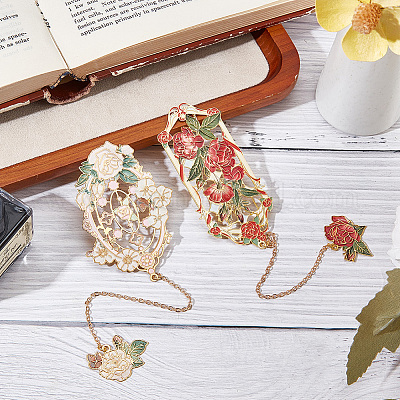 2 шт. 2 стиля закладки из цинкового сплава с эмалью AJEW-CP0003-98C-1