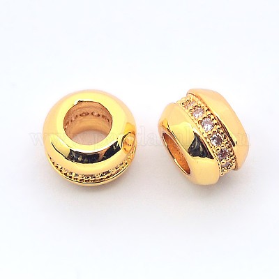 Латунные микро проложить кубического циркония RONDELLE бусы ZIRC-N002-19G-1