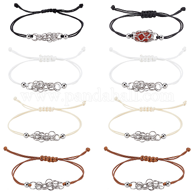 8 шт. 4 цвета 304 нержавеющая сталь макраме мешочек для изготовления браслета для держателя камня AJEW-PH0011-84-1