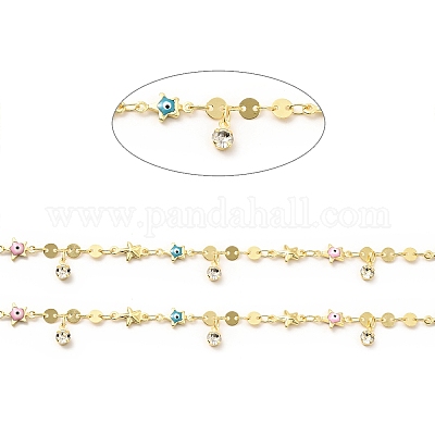 Эмалированная звезда с дурным глазом и латунные плоские круглозвенные цепи CHC-C003-01G-02-1